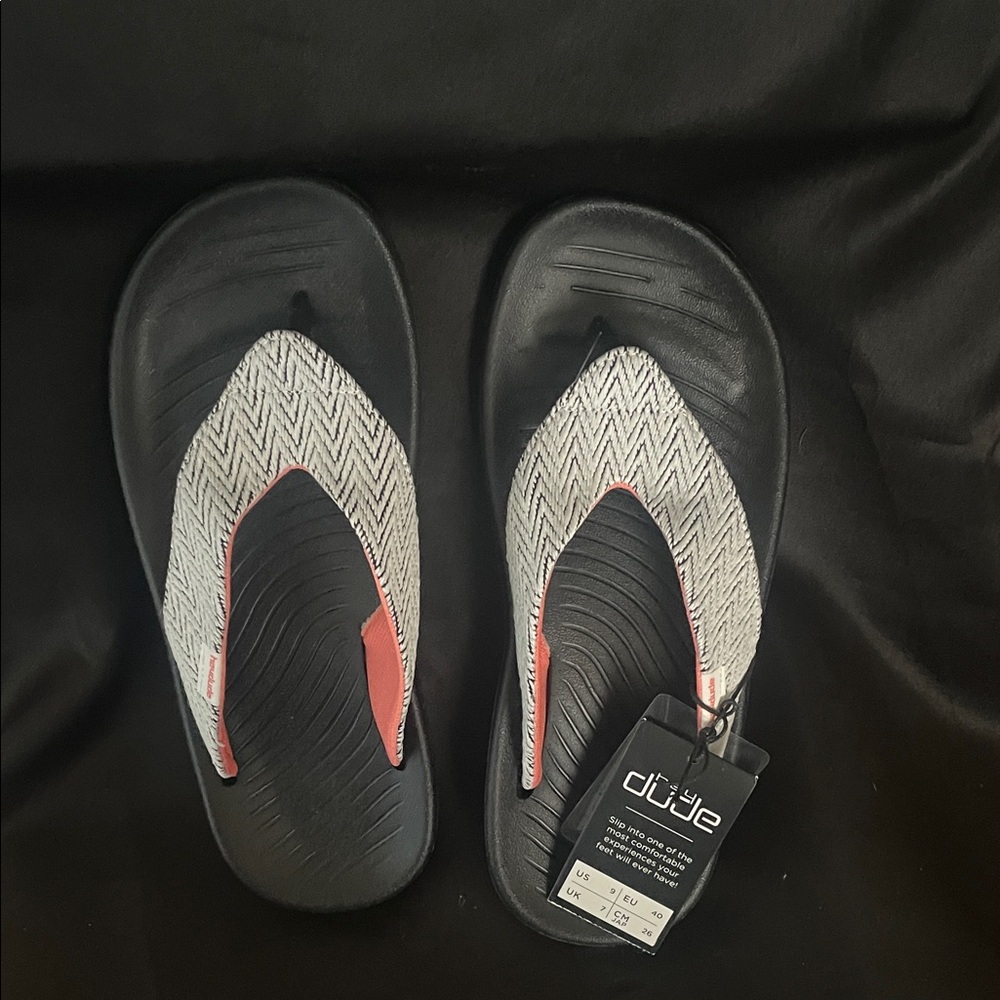 Hey Dude Black and Red Sandals